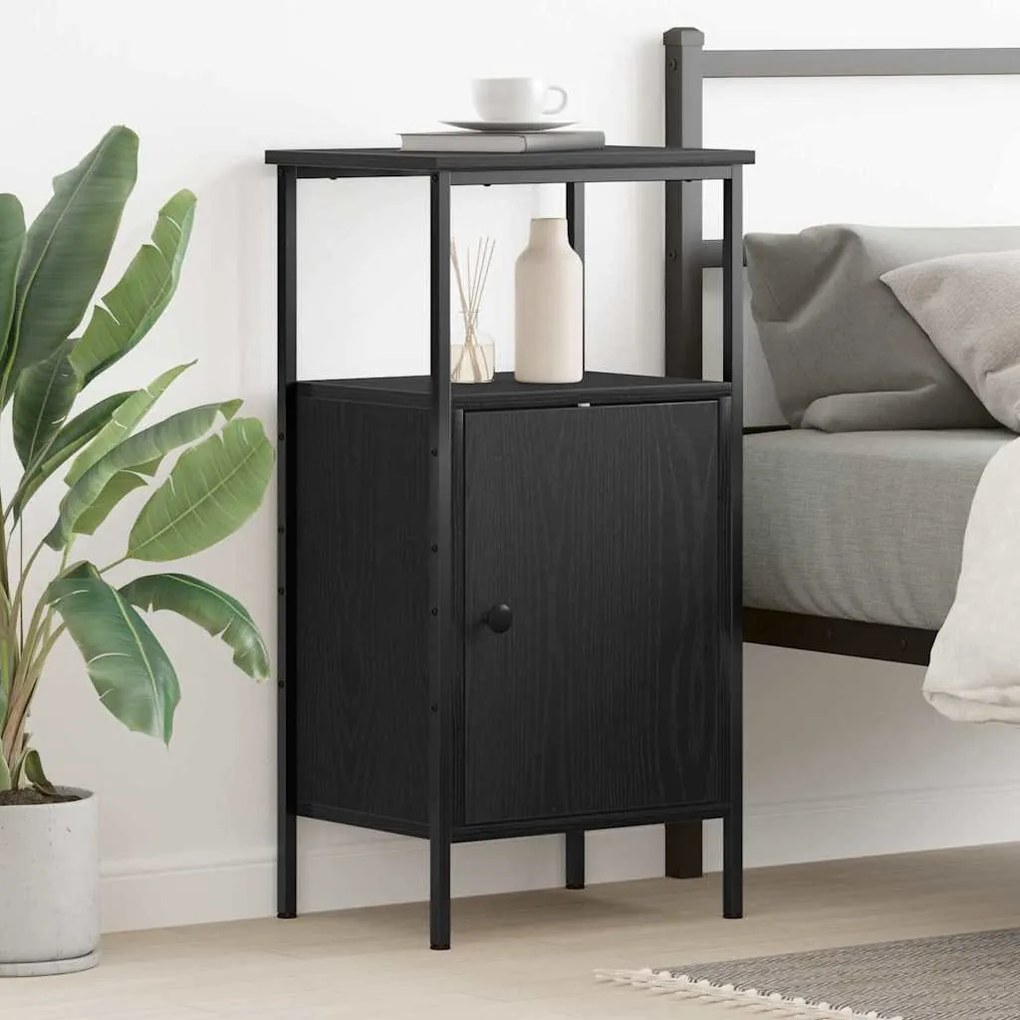gabinete de cabeceira vidaXL madeira de carvalho preto 41x31x80 cm mad