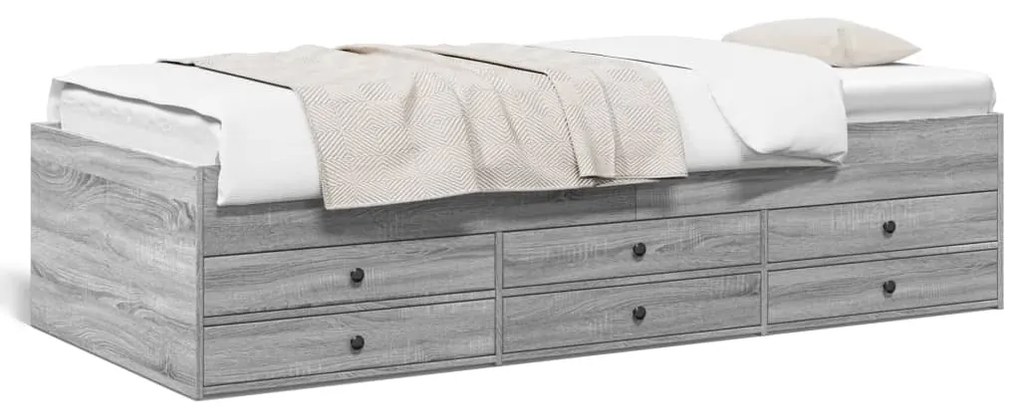 vidaXL Sofá-cama com gavetas sem colchão 90x190 cm cinzento sonoma