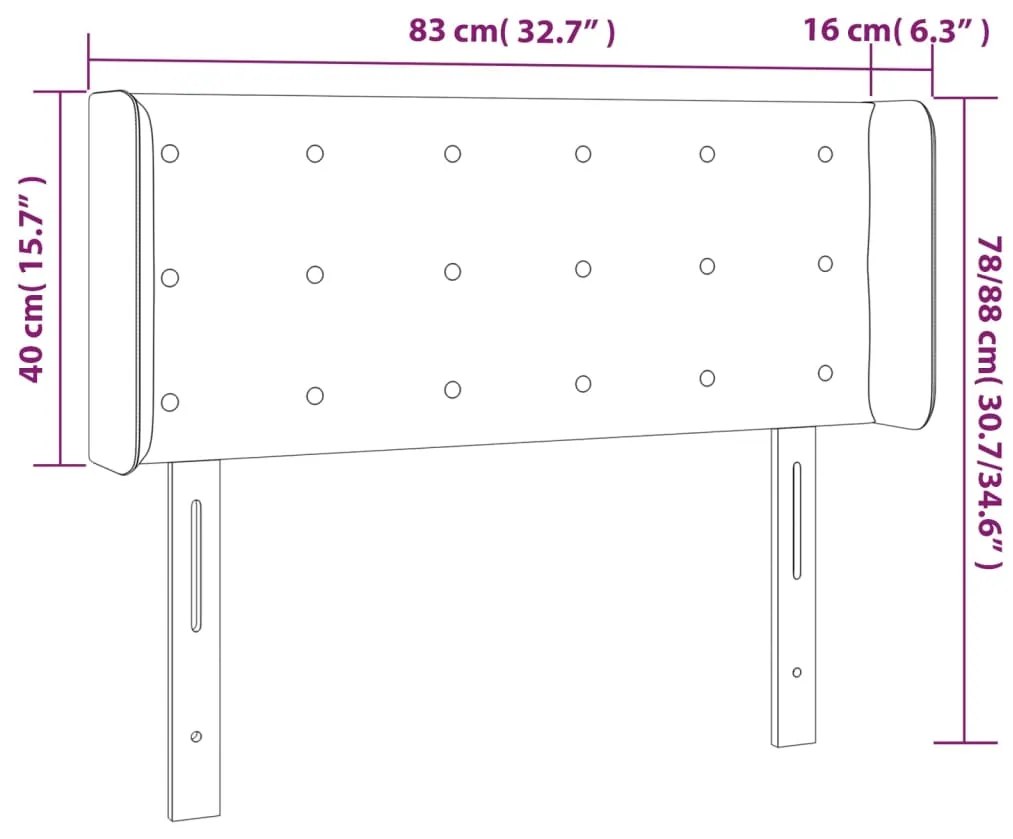 Cabeceira cama c/ LED 83x16x78/88 cm couro artificial cinzento