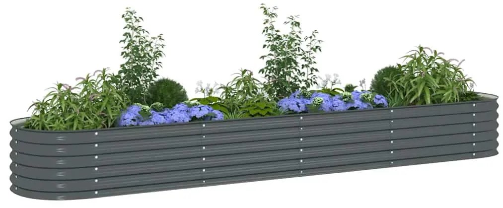 Canteiro elevado de jardim aço galvanizado 400x80x44cm cinzento