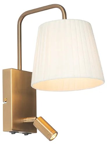 LED Candeeiro de parede moderno branco e bronze com luz de leitura - Renier Moderno