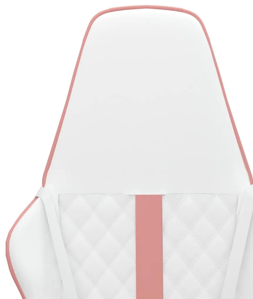 Cadeira gaming couro artificial branco e rosa