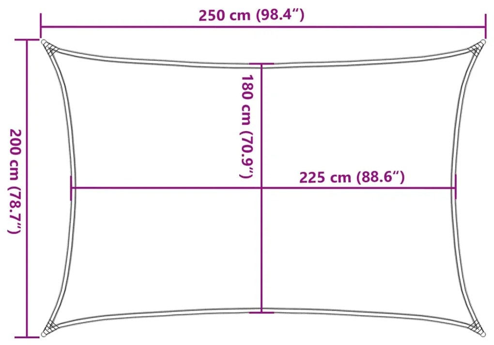 Para-sol estilo vela 160 g/m² 2x2,5 m PEAD preto