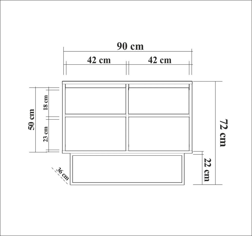 Aparador Zurich – Nogueira e Preto - 90 x 72 x 36 cm - Design Moderno