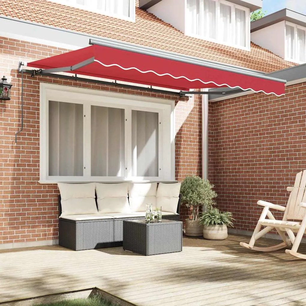 Toldo Retrátil Manual Vermelho e Antracite