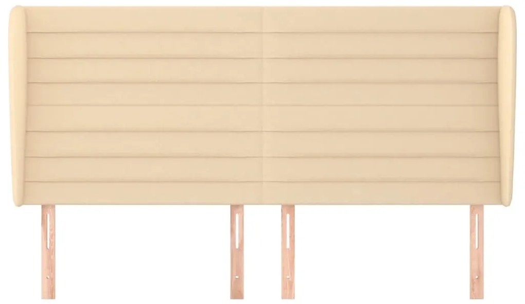 Cabeceira de cama c/ abas tecido 163x23x118/128 cm creme