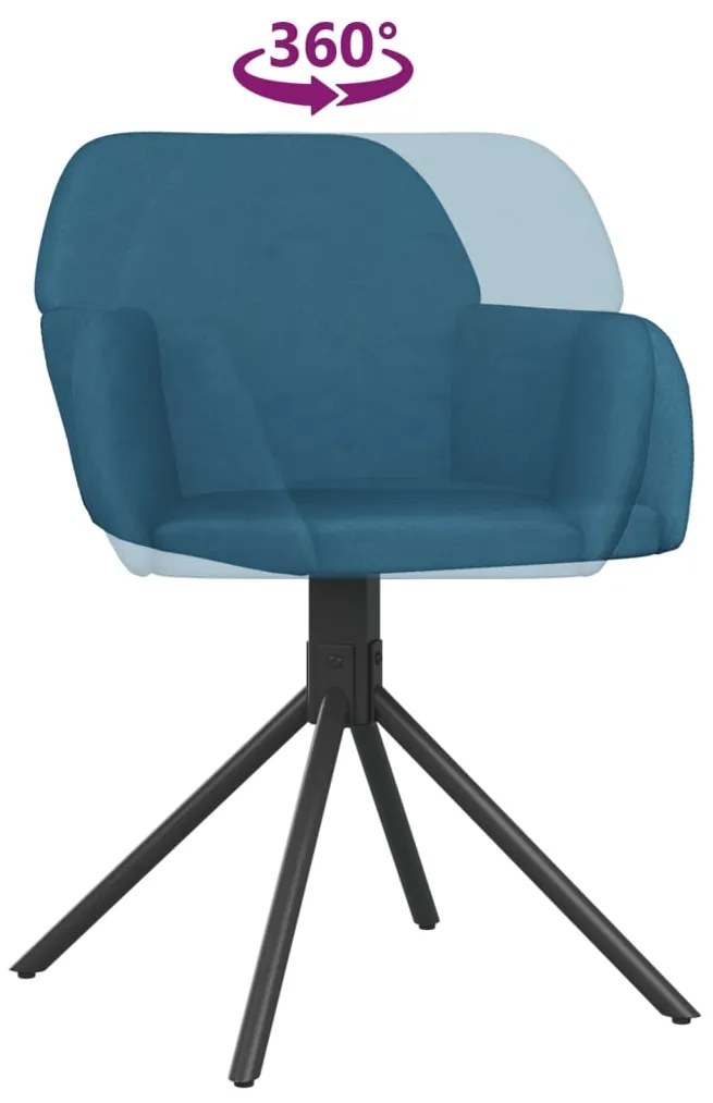 Cadeiras de jantar giratórias 2 pcs veludo azul