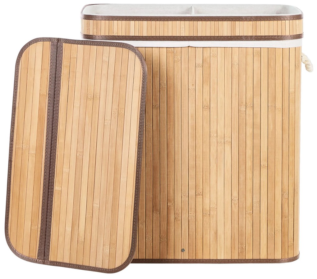Cesto em madeira de bambu clara 60 cm KALTHOTA Beliani