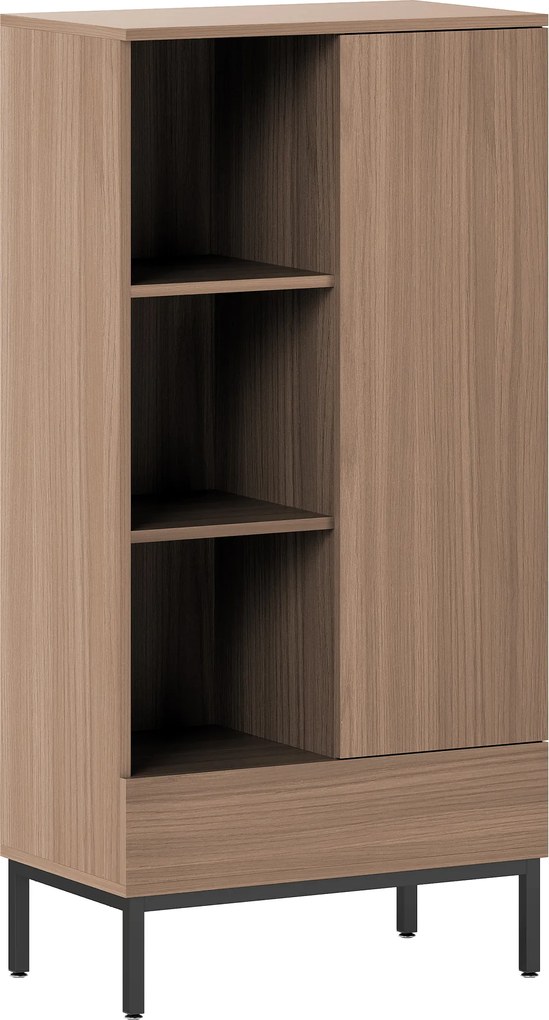 HOMCOM Aparador para Sala Moderno com Gaveta Prateleira Ajustável e 3 Compartimentos Abertos 60x34x121 cm Madeira | Aosom Portugal