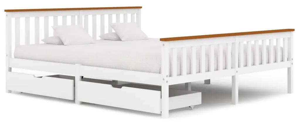 Estrutura de cama com 2 gavetas 180x200 cm pinho maciço branco
