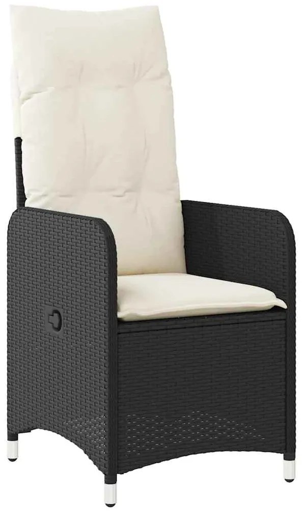 9 pcs conjunto de bistrô p/ jardim c/ almofadões vime PE preto