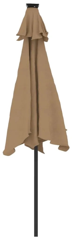 Guarda-sol jardim c/ LEDs e poste de aço 225x225x212 cm