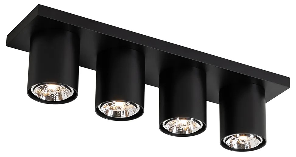 Foco de teto moderno preto 4 luzes - Tubo Moderno