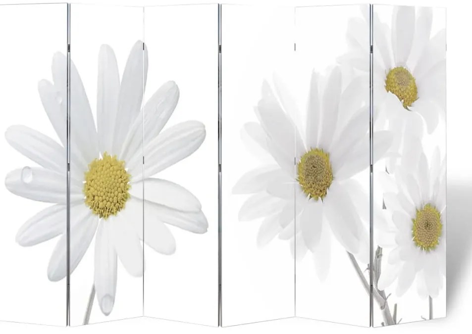 Biombo dobrável com estampa de flores 217x170 cm