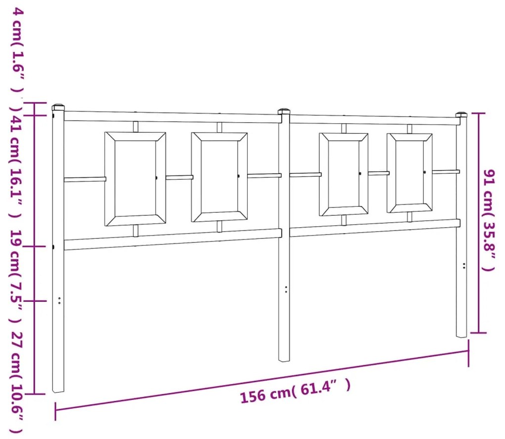 Cabeceira de cama 150 cm metal preto