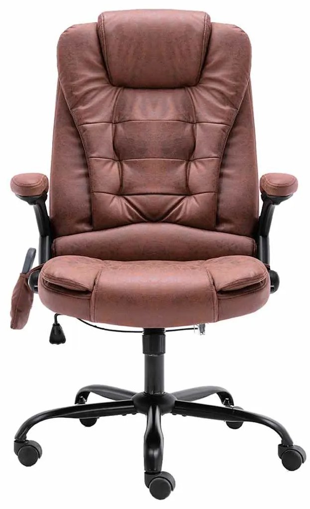 Cadeira massagens p/ escritório couro artificial castanho-claro