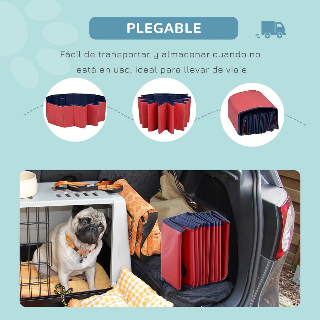 PawHut Piscina Dobrável para Cães Gatos Banheira Portátil para Animais