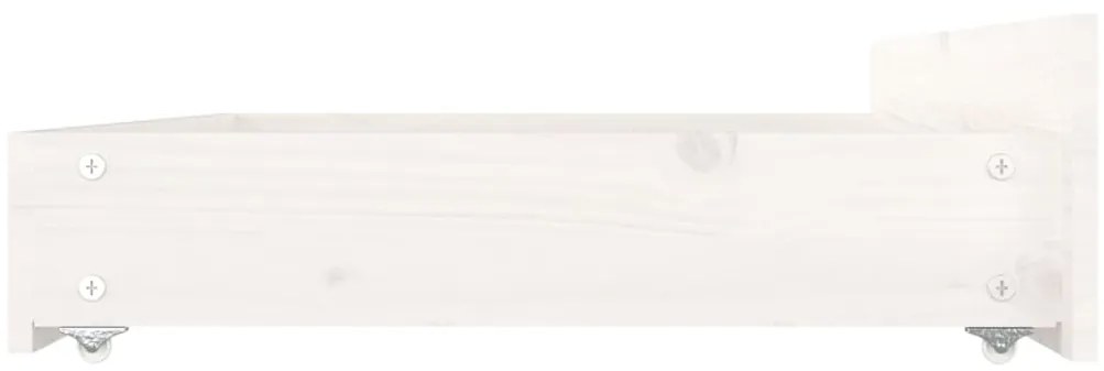 Gavetas de cama 4 pcs madeira de pinho maciça branco