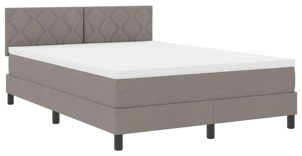 Cama Box Spring com Colchão e LED Taupe 140x200 cm Tecido
