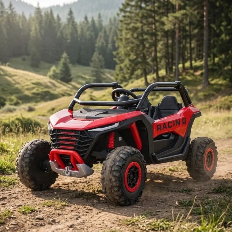 Carro elétrico para Crianças 4X4 2 Lugares 24V RACING Road 2000, Pneus	Espuma EVA, Assento couro ecológico Vermelho