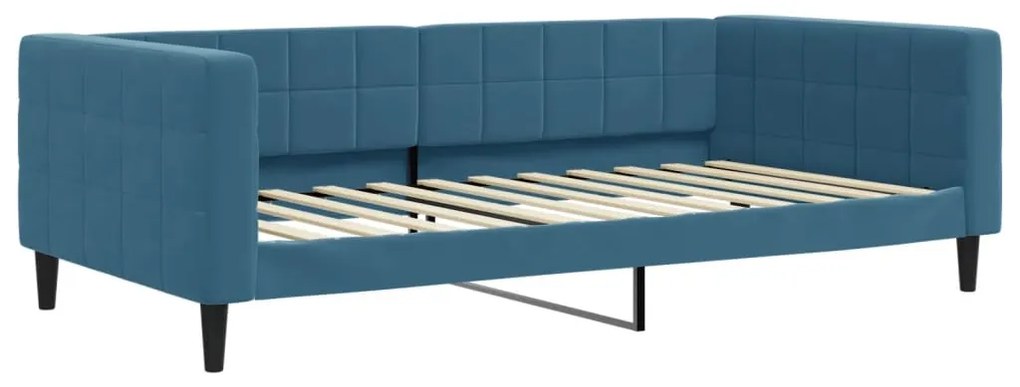 Sofá-cama com gavetão 100x200 cm veludo azul