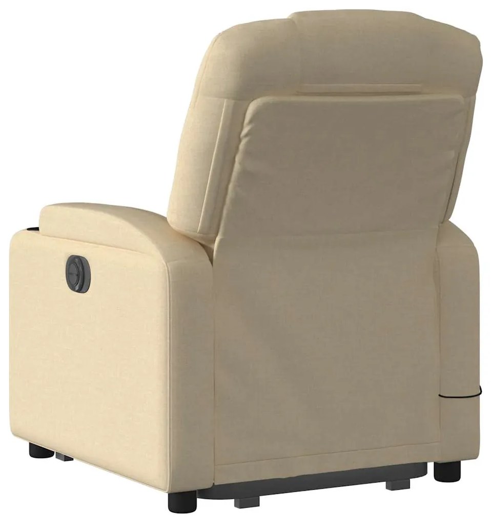 Poltrona elétrica elevatória massagens tecido creme