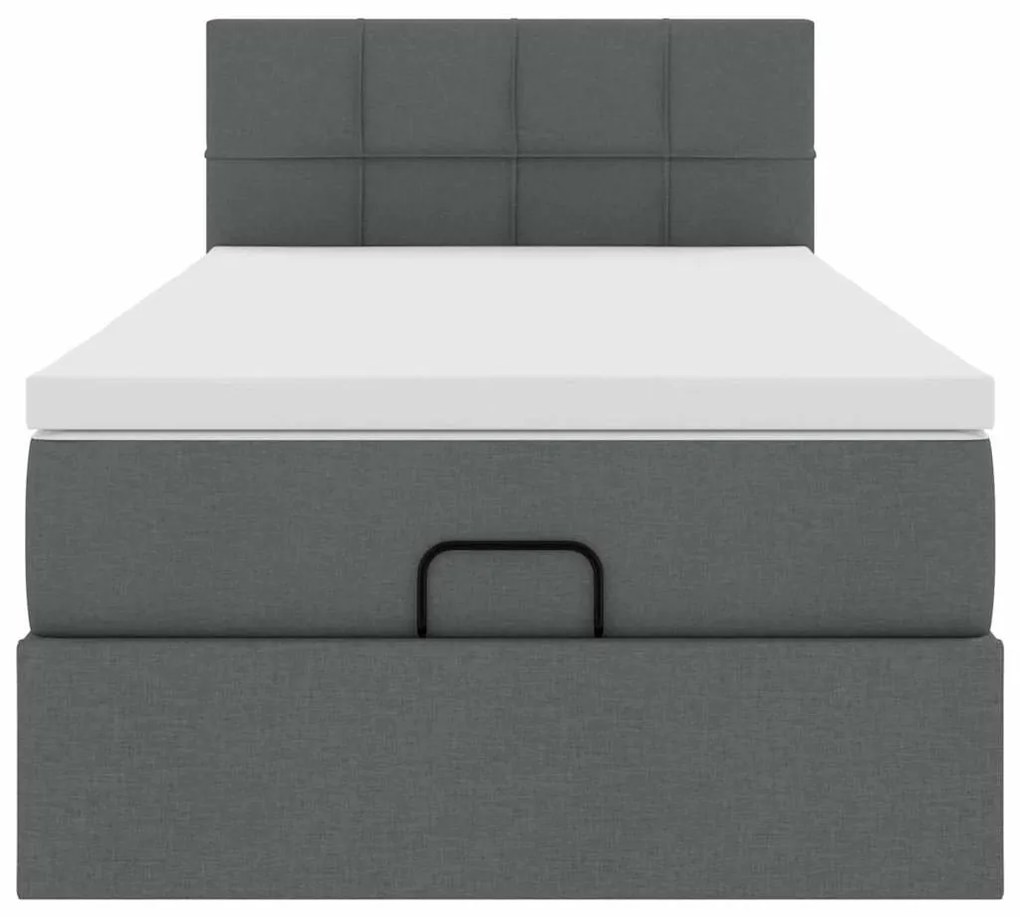 Cama otomana com colchão & LEDs 90x200cm tecido cinzento escuro