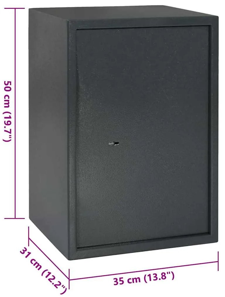 Caixa de Segurança com Fechadura Chave Cinza Escuro 31x35x50 cm Aço