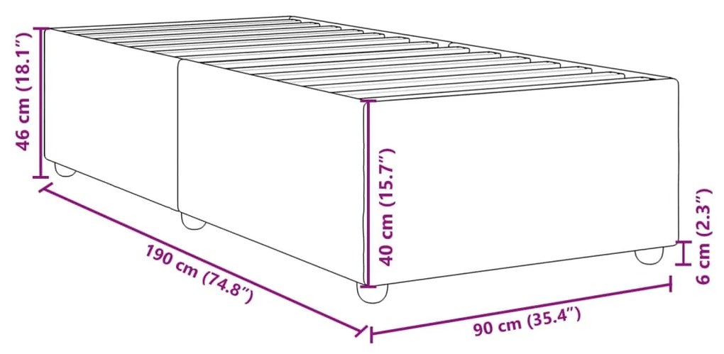 Estrutura de cama sem colchão 90x190 cm tecido preto