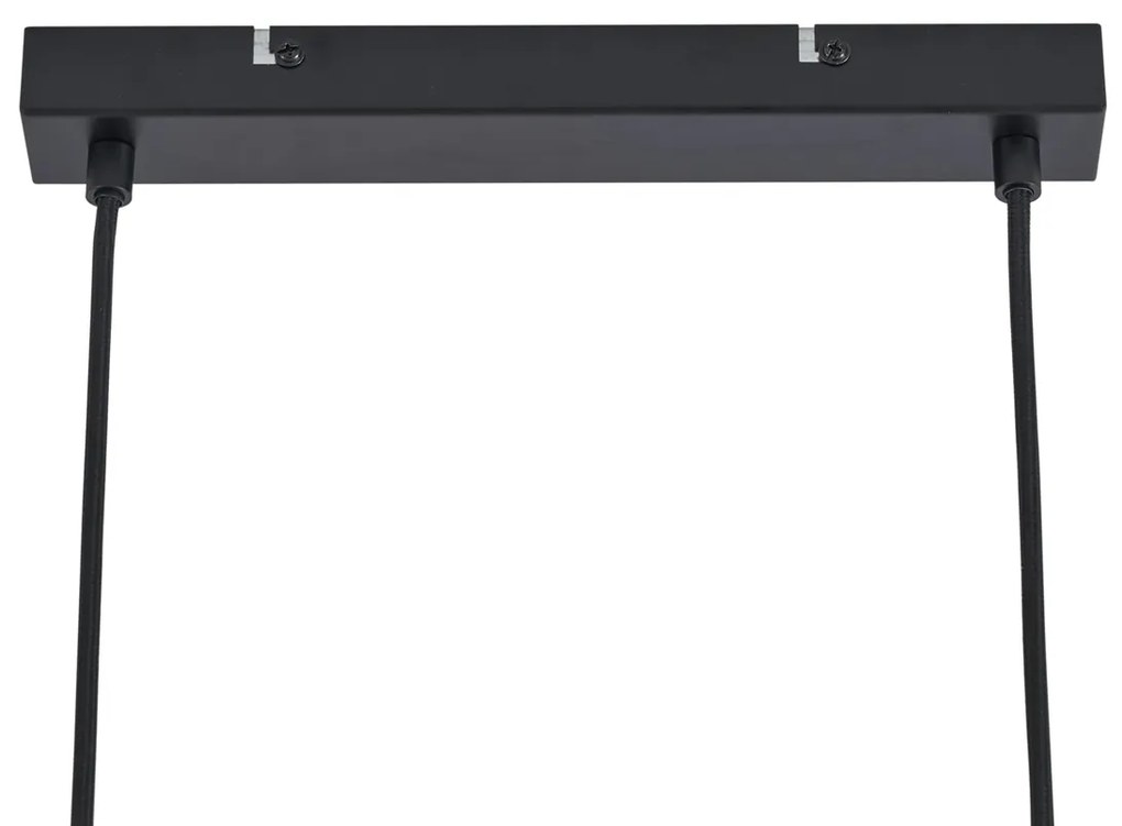 Candeeiro suspenso moderno preto com madeira e vidro fumado 4 luzes - Aleks