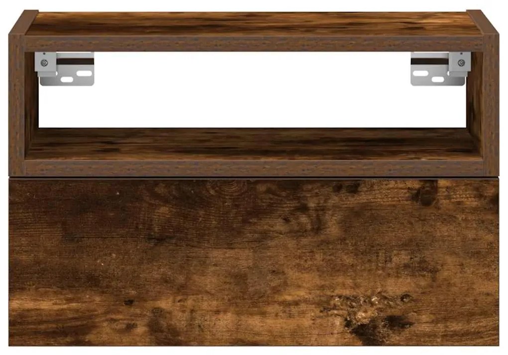 Mesa de cabeceira de parede 45x26x28,5 cm carvalho fumado