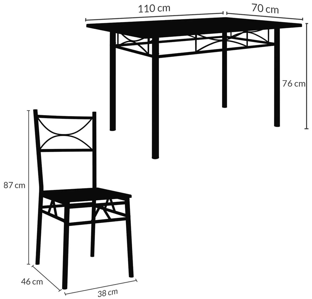 Conjunto jantar com mesa e 4 cadeiras Paul 5 peças em cor faia