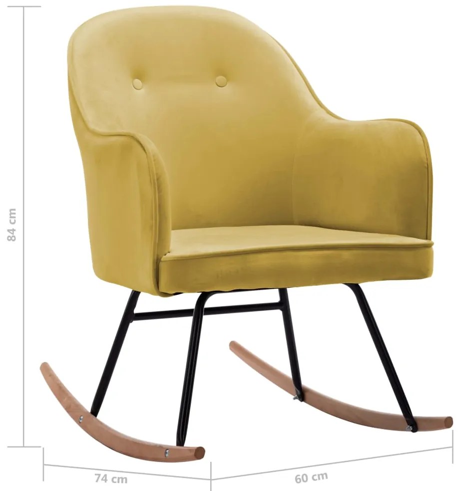 Cadeira de baloiço veludo amarelo mostarda