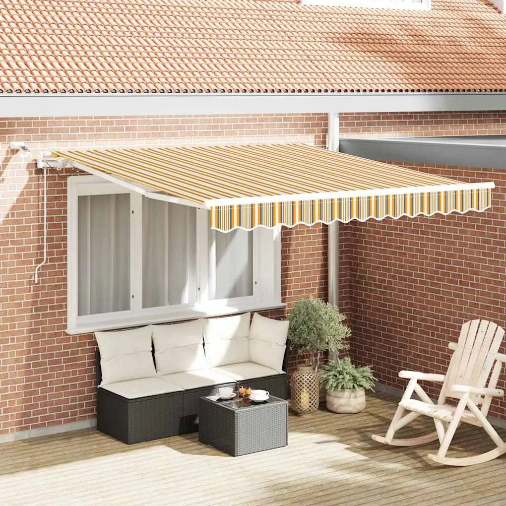 vidaXL Toldo Retrátil Multicolor 350 x 250 cm Poliéster e Metal