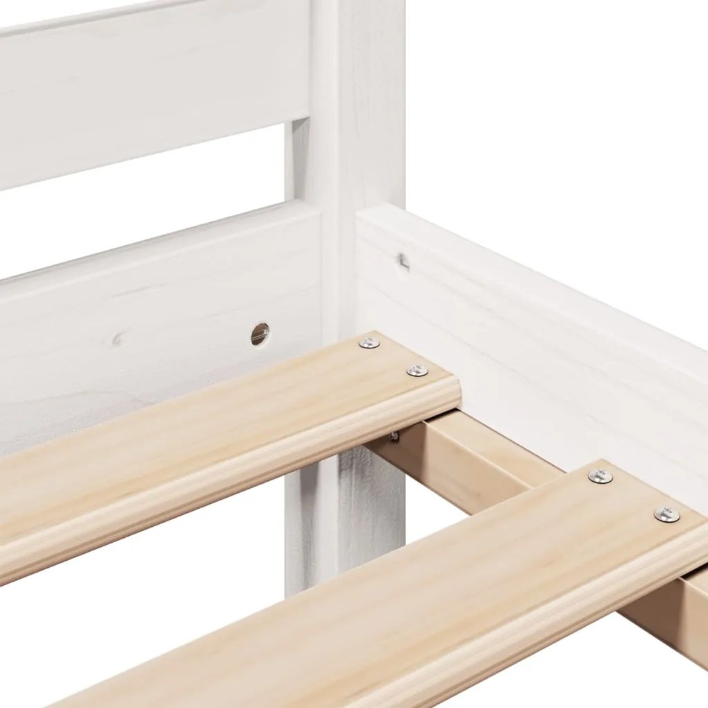 Cama com estante sem colchão 200x200 cm pinho maciço branco