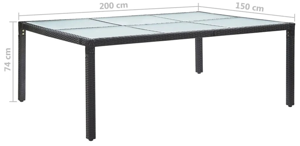 Mesa de jantar p/ exterior 200x150x74 cm vime PE preto