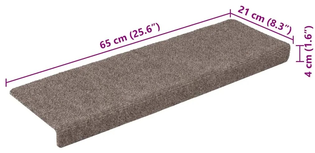 Tapetes de escada autoadesivos 30 pcs 65x21x4 cm creme