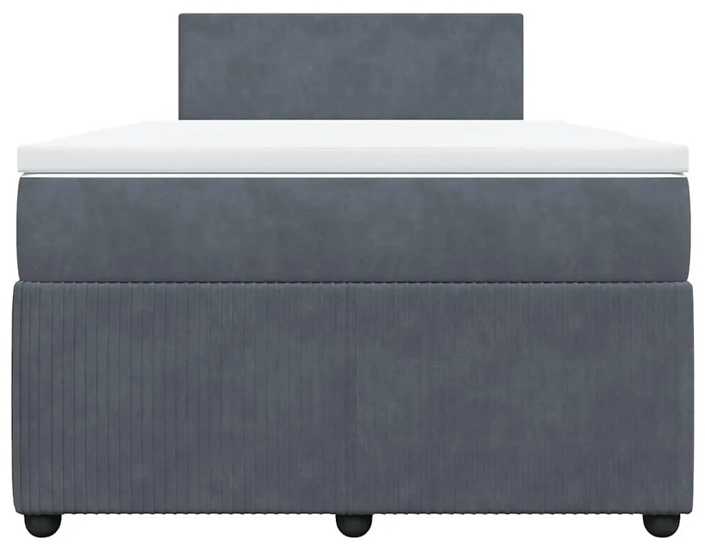 Cama boxspring com colchão 120x190 cm veludo cinzento-escuro