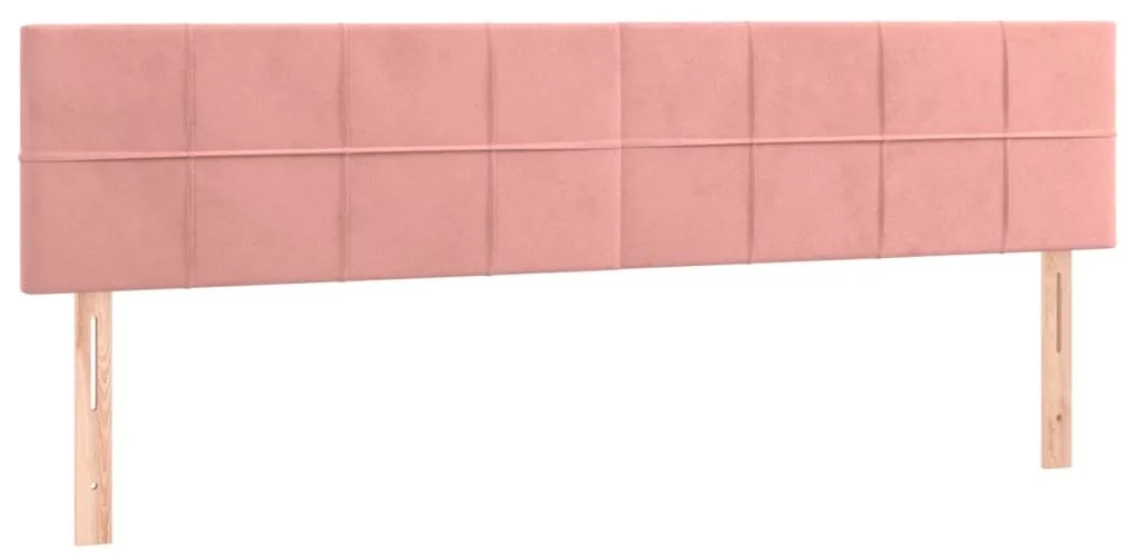 Cabeceira de cama c/ luzes LED veludo 160x5x78/88 cm rosa