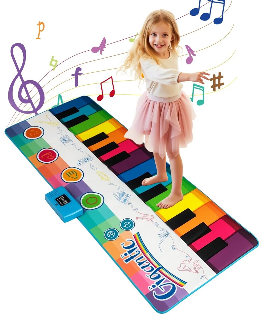 Tapete de dança para piano de chão com 8 sons de instrumentos e música integrada