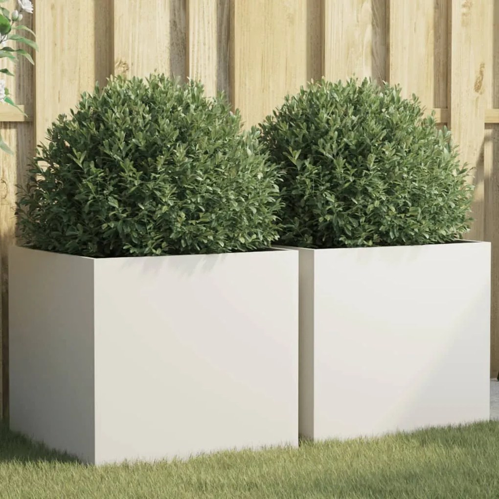 Vasos/floreiras 2 pcs 49x47x46 cm aço branco