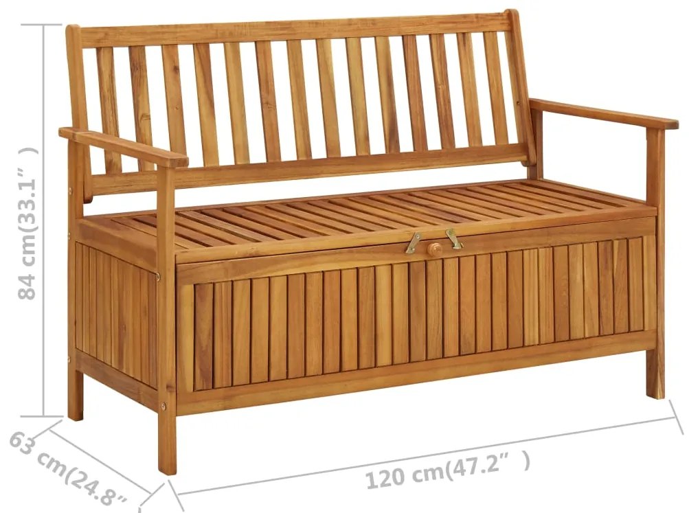 Banco de arrumação para jardim 120 cm madeira de acácia maciça