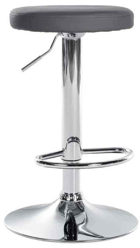 Banco de bar Ponte em couro sintético e com estrutura cromada 38,5 x 60-81 x 38,5 cm Cinzento