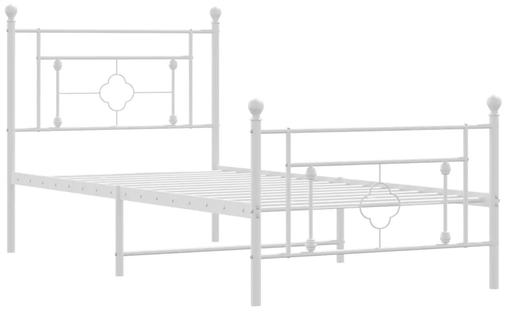 Estrutura de cama com cabeceira e pés 100x190 cm metal branco