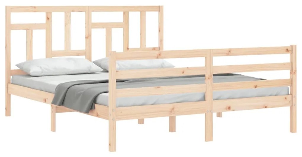Estrutura de cama com cabeceira 160x200 cm madeira maciça