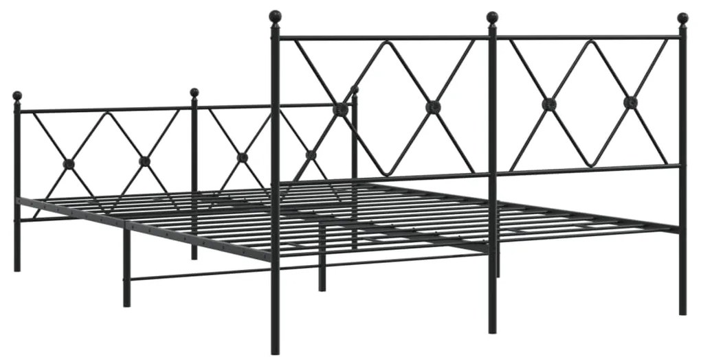 Estrutura de cama com cabeceira e pés 140x190 cm metal preto