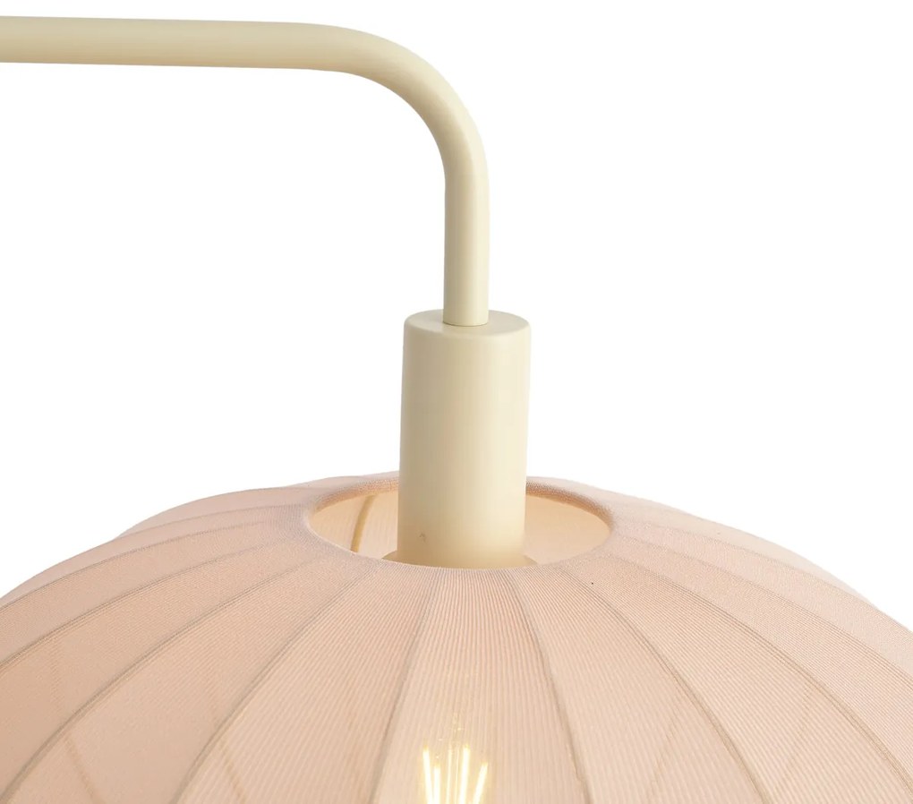 Candeeiro de pé Japandi bege com abajur de tecido creme - Bida