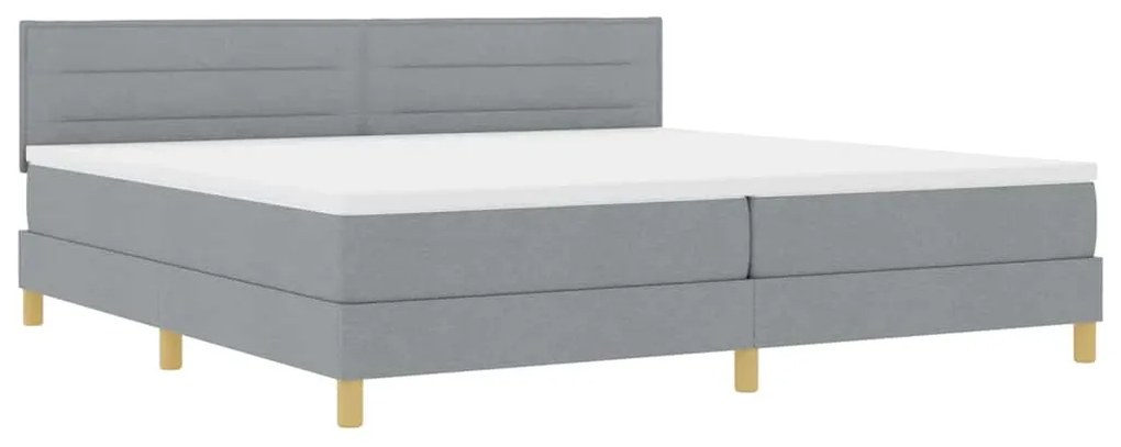 Cama Box com Colchão &amp; Luz LED Cinza Claro 200x200 cm Tecido