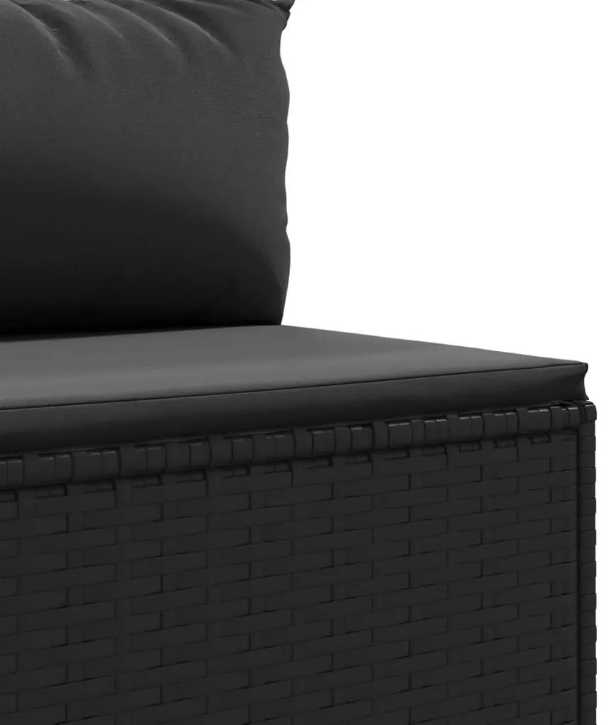 5 pcs conjunto lounge de jardim c/ almofadões vime PE preto