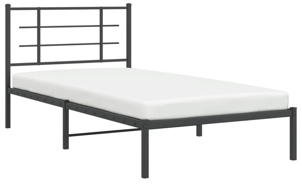 Estrutura de cama com cabeceira 100x200 cm metal preto